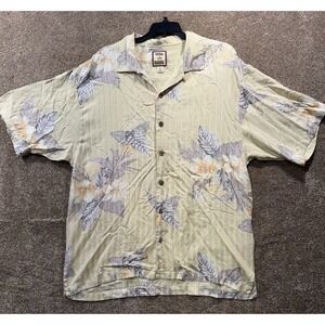 VINTAGE‎ Tommy Bahama Silk Hawaiian Shirt Mens Large Palm Aloha Tropical Relax